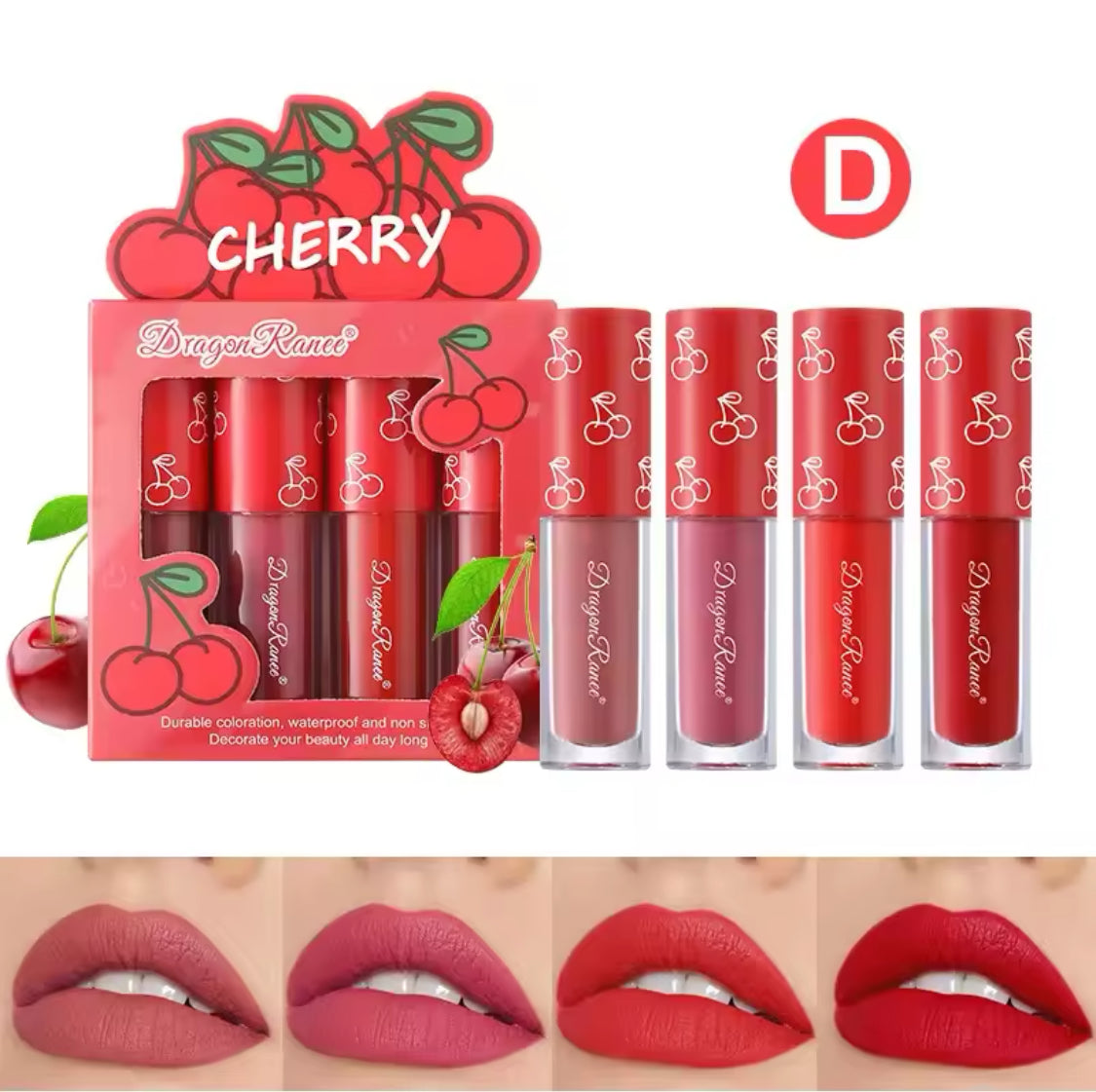 Dragon Ranee
4 color Liquid lipstick lipgloss matte set