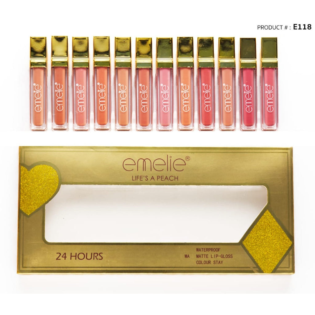 Emelie matte lipgloss pack of 12 colors