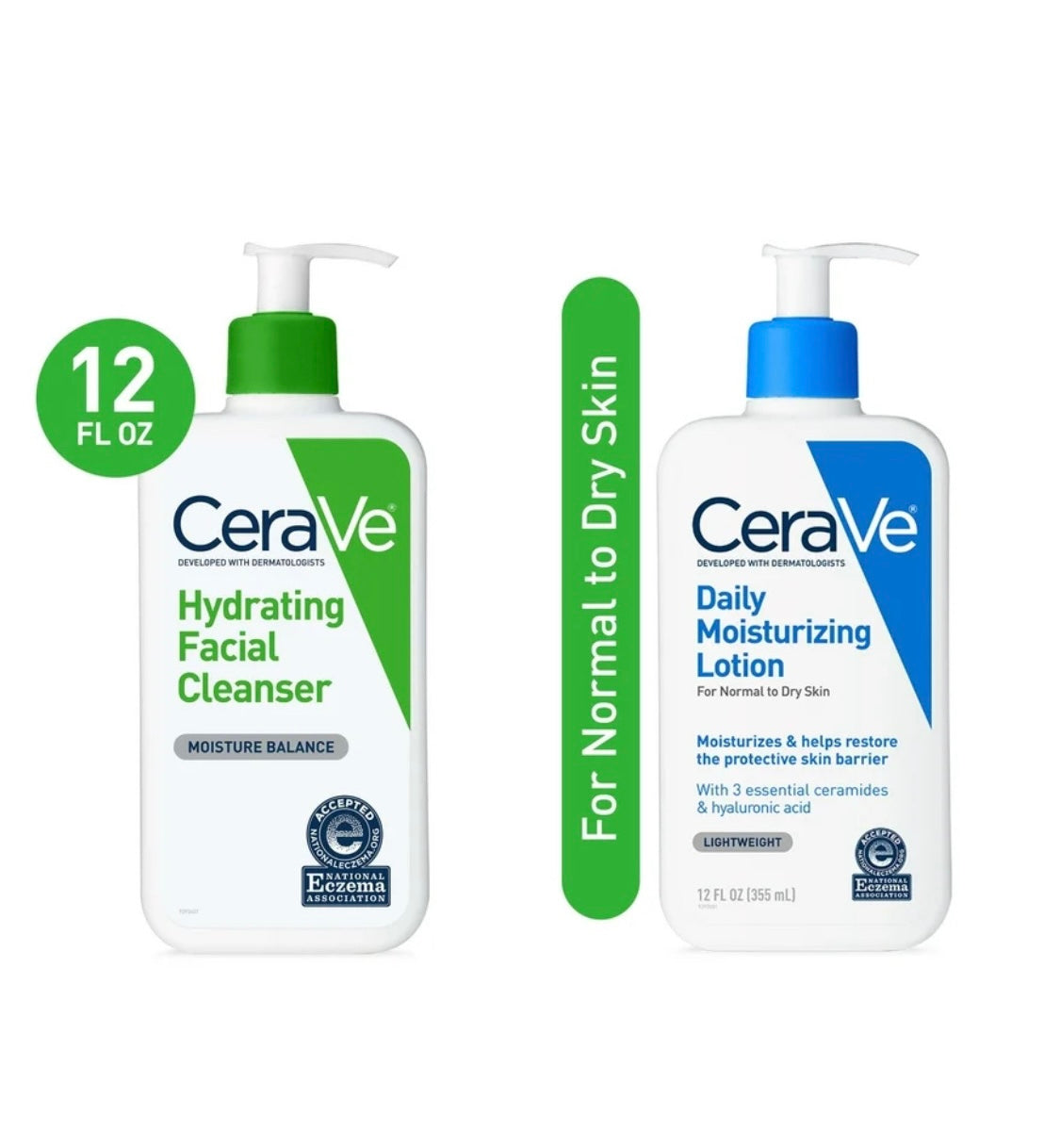 CeraVe Hydrating Facial Cleanser + Daily Moisturizing Lotion Combo Deal (236ml Each)