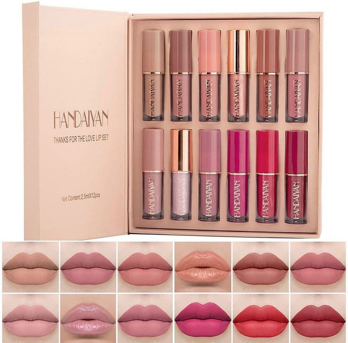 Handaiyan lipgloss pack of 12 colors