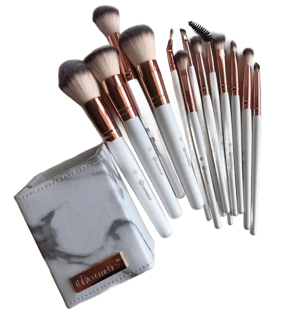 Bh cosmetics Rose Gold White brushes set with holder