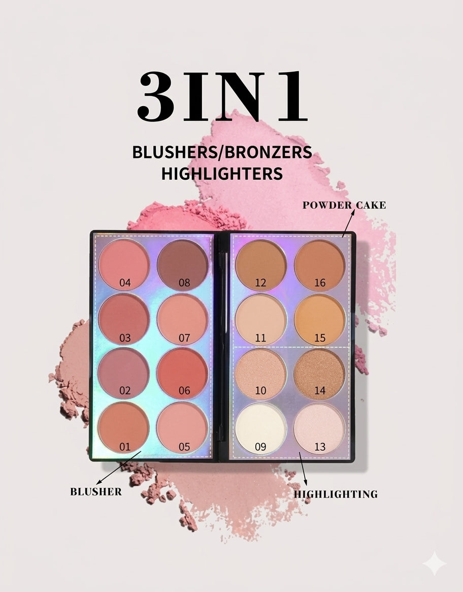 Missrose 3 in 1 
Blusher , bronzer , highlighter pallete